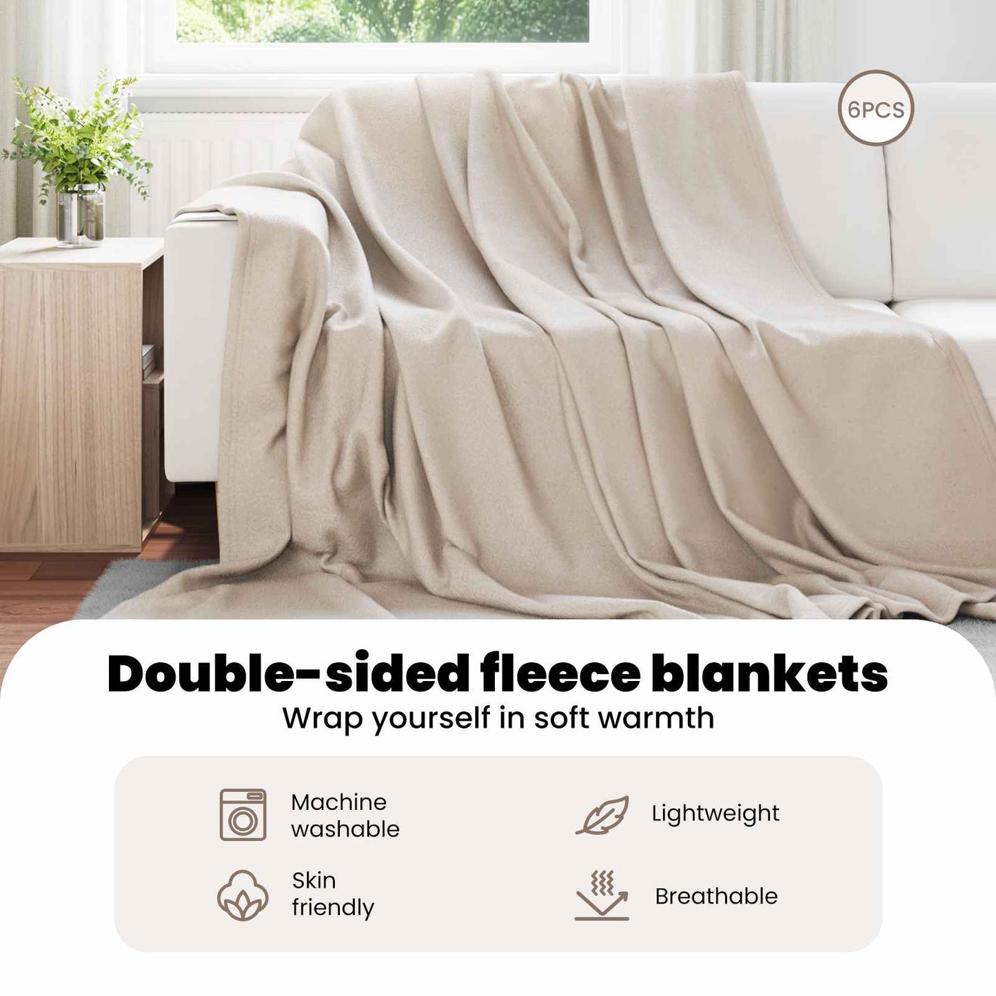 Mesti antklodės 6 pcs Smėlio 240 x 220 cm Flysas
