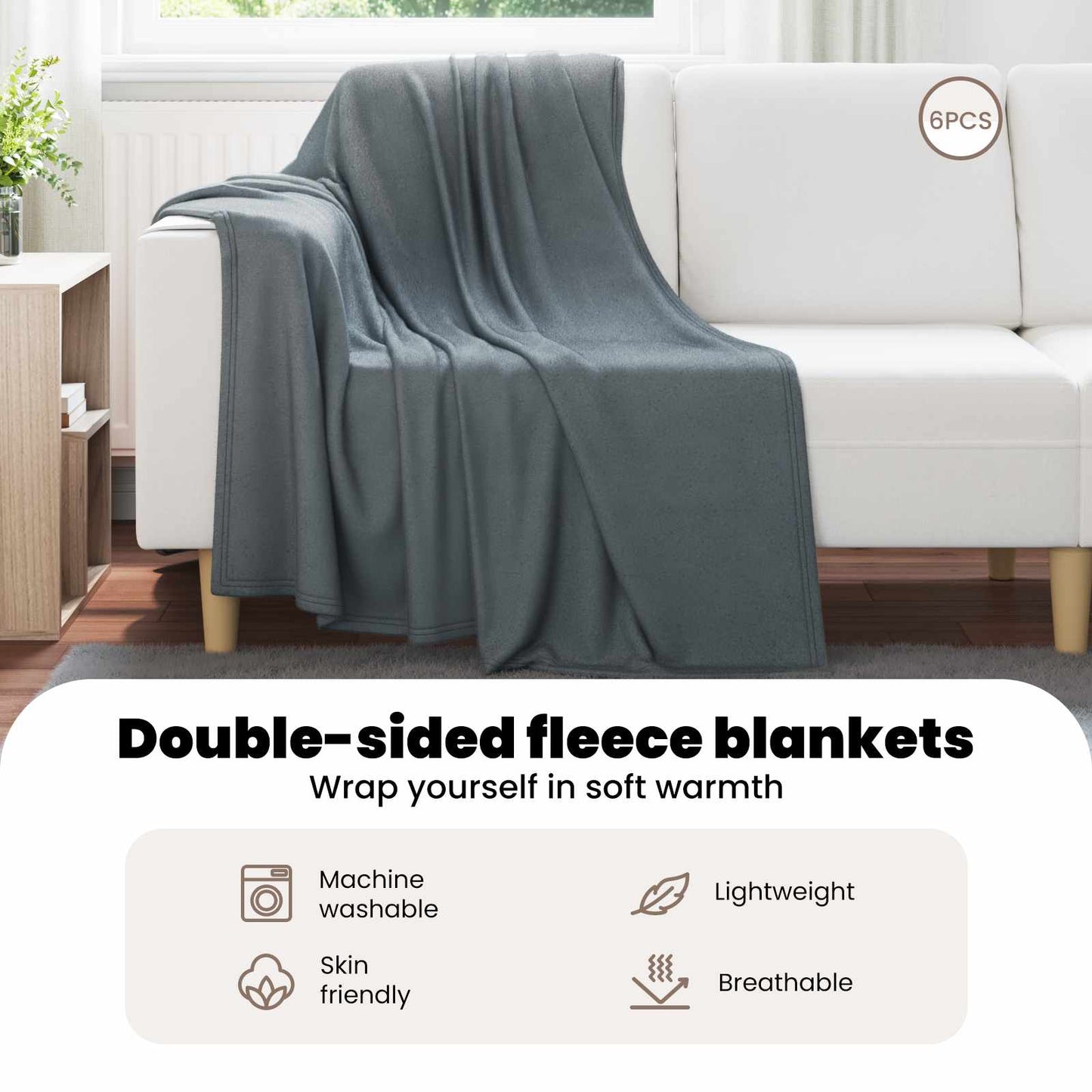 Mesti antklodės 6 pcs Tamsiai pilka 170 x 130 cm Flysas