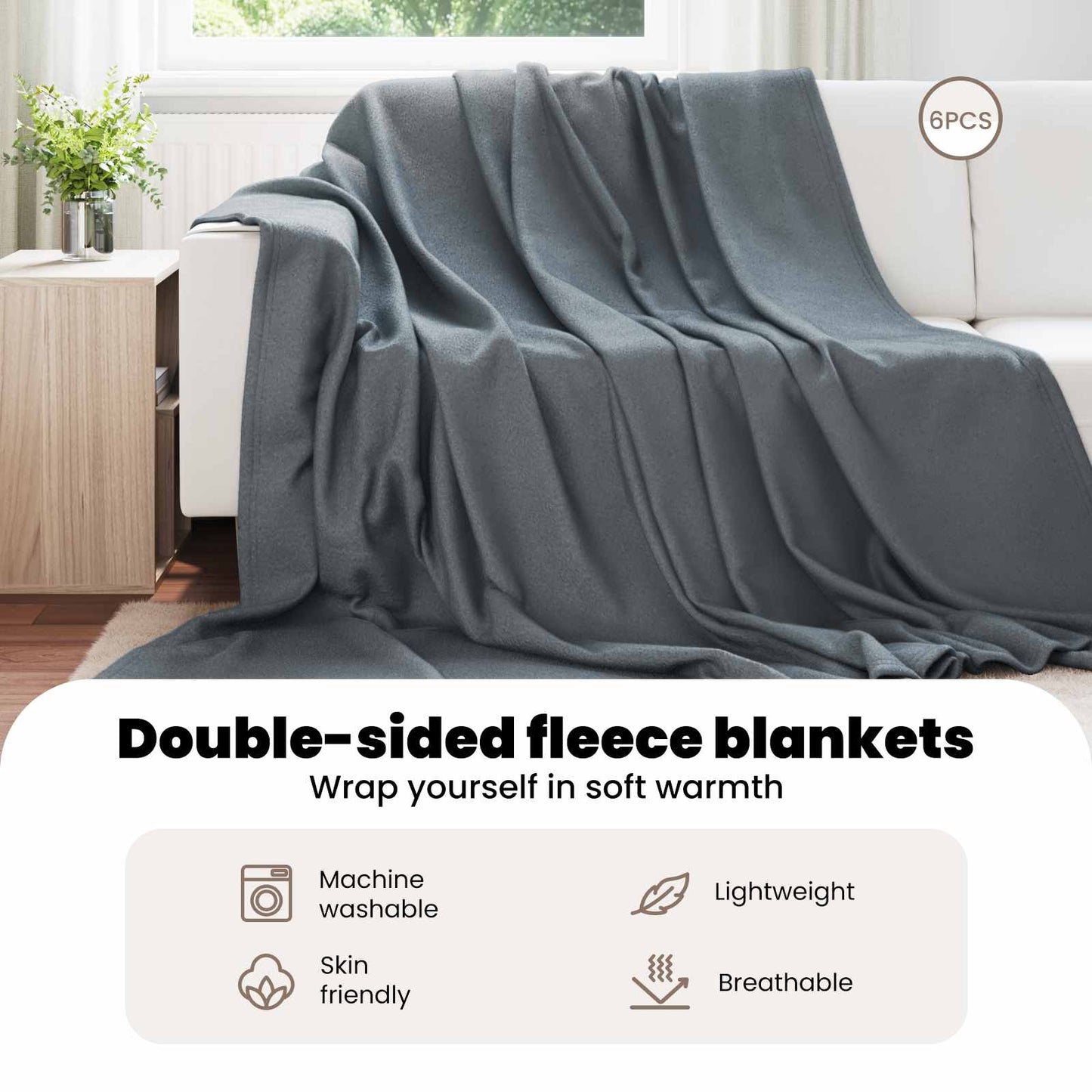 Mesti antklodės 6 pcs Tamsiai pilka 270 x 240 cm Flysas