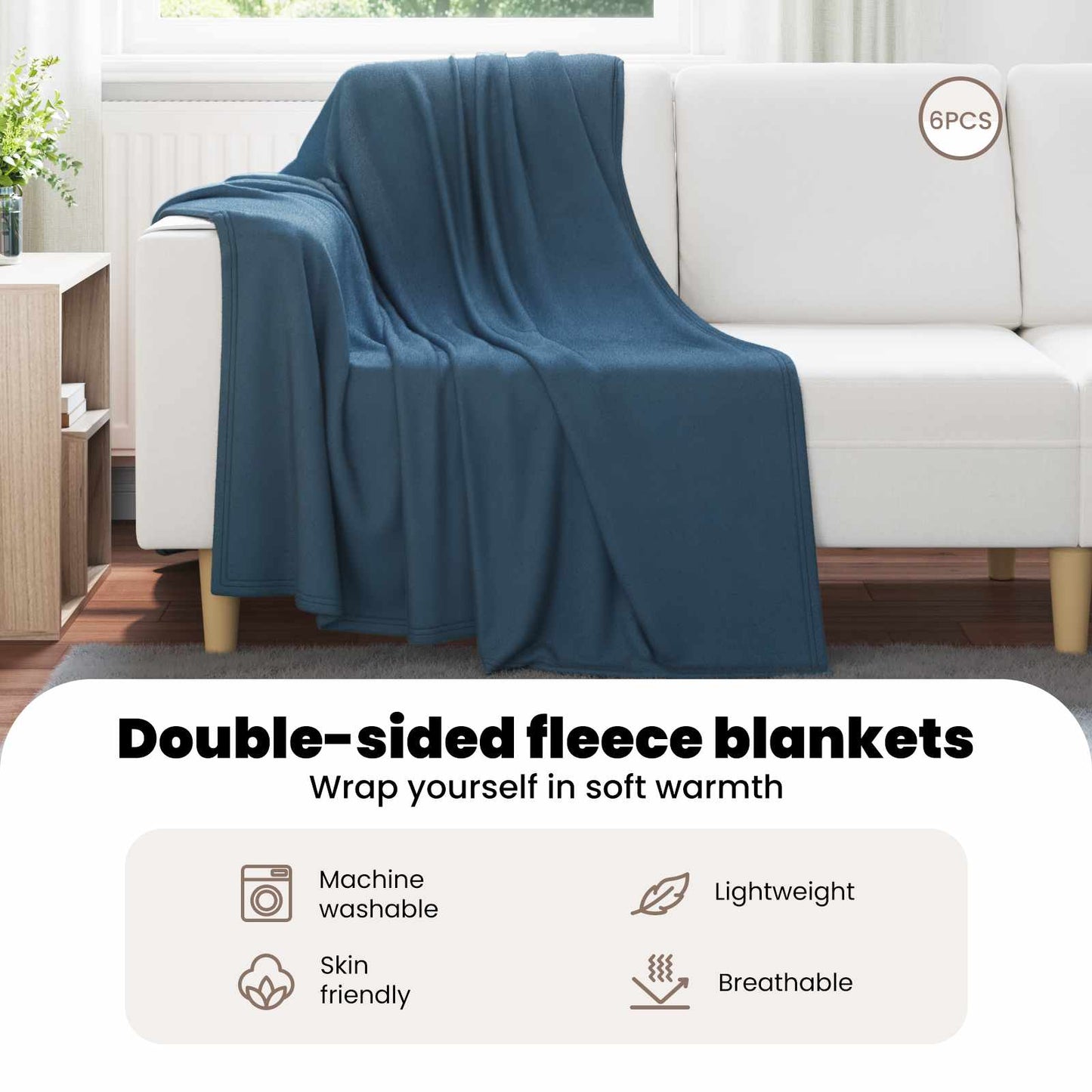 Mesti antklodės 6 pcs Jūrinė mėlyna 170 x 130 cm Flysas