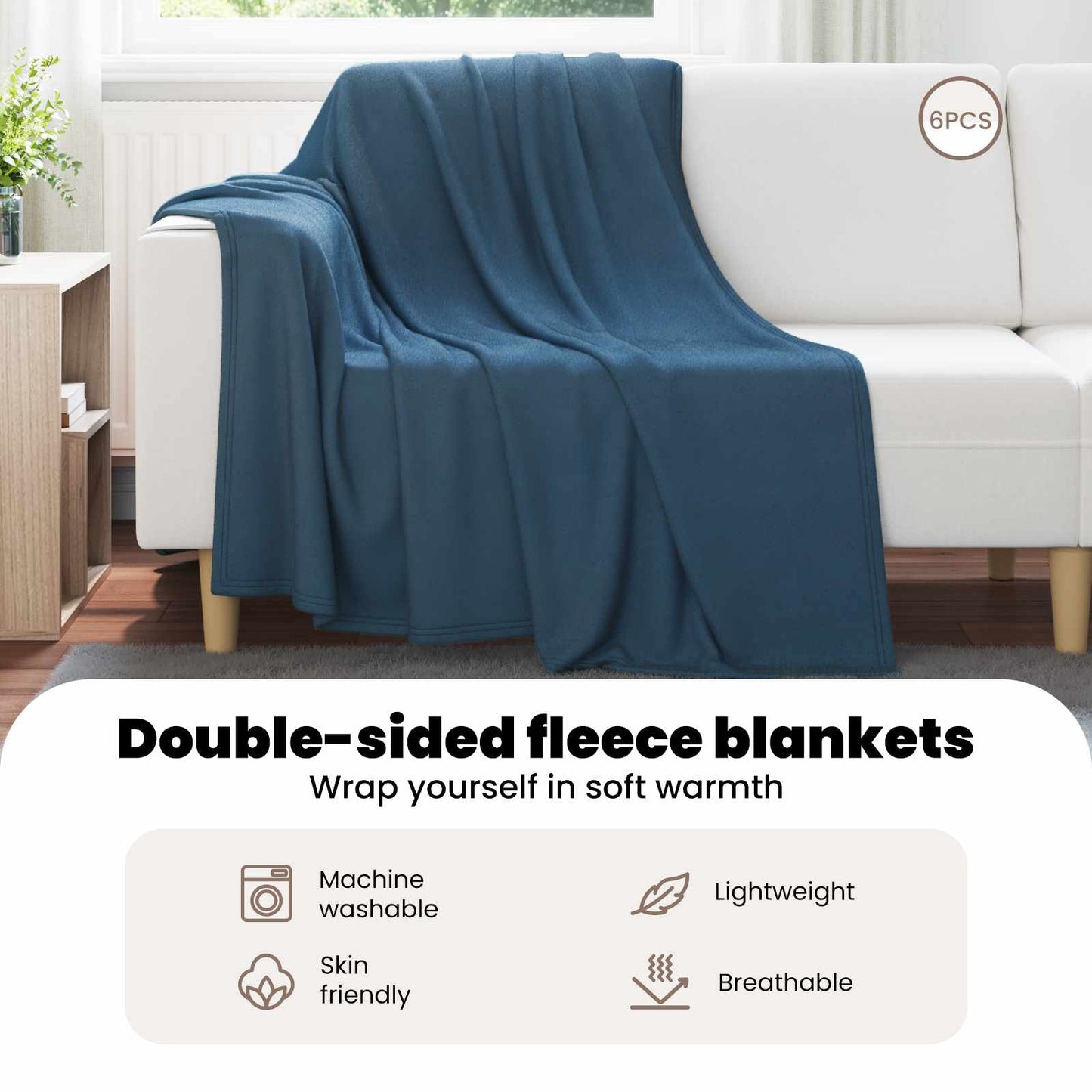 Mesti antklodės 6 pcs Jūrinė mėlyna 200 x 150 cm Flysas
