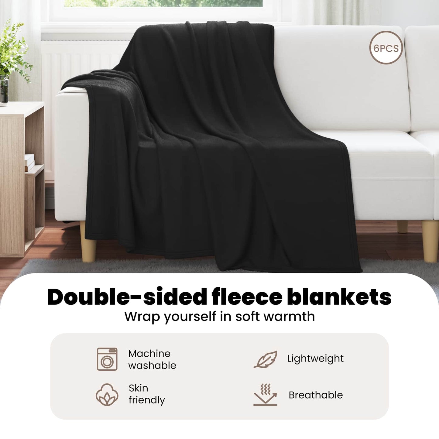 Mesti antklodės 6 pcs Juoda 200 x 150 cm Flysas