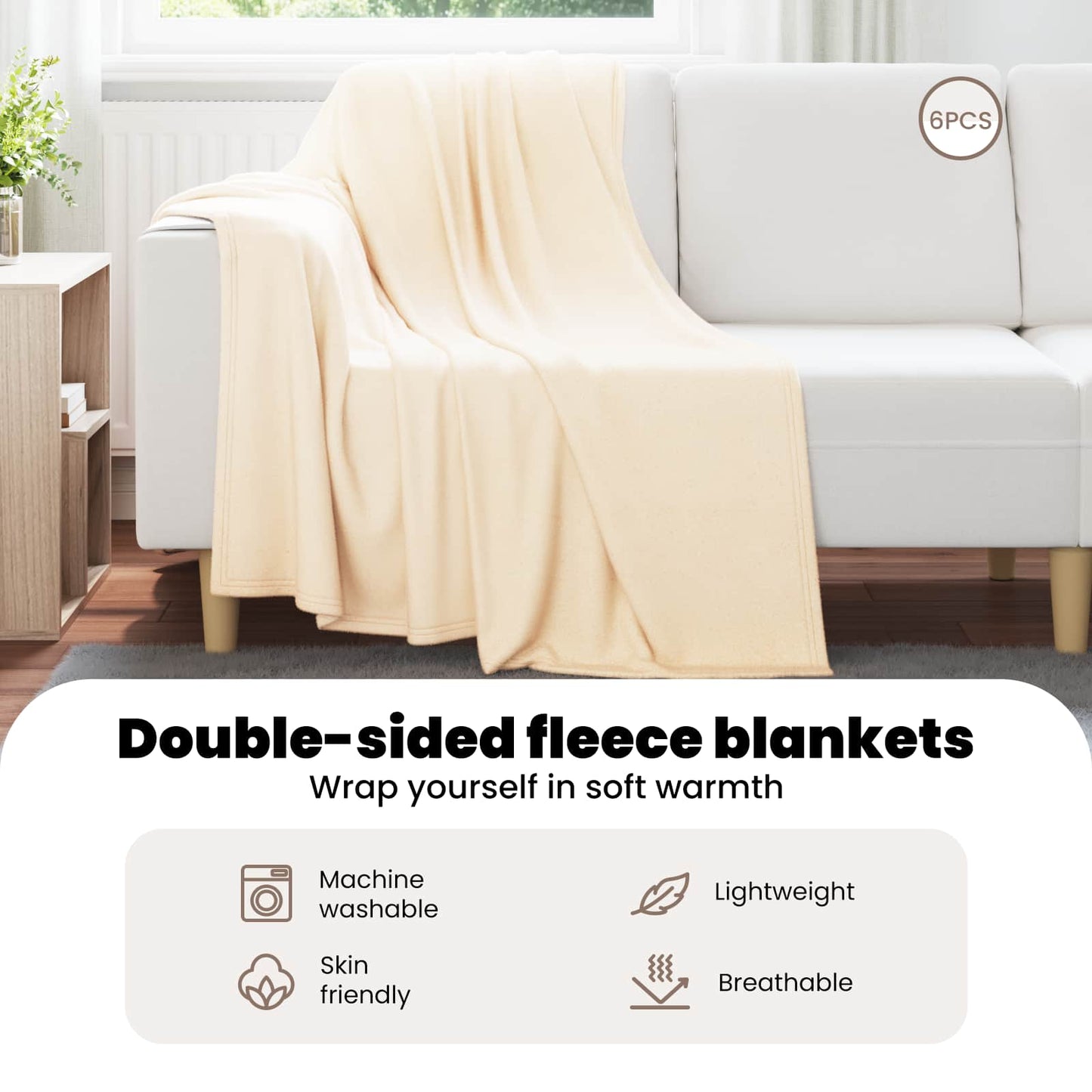 Mesti antklodės 6 pcs Kreminė 170 x 130 cm Flysas