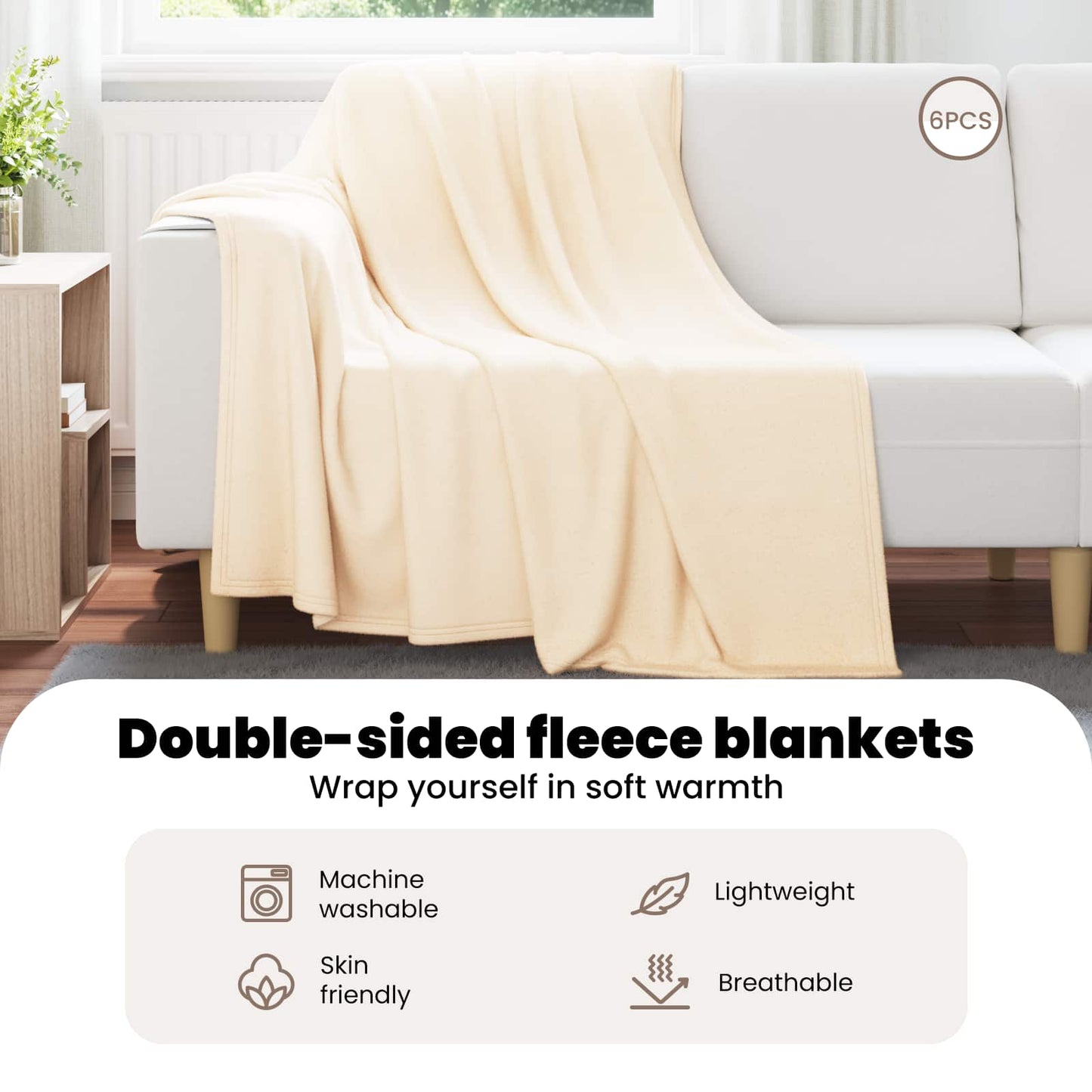 Mesti antklodės 6 pcs Kreminė 200 x 150 cm Flysas