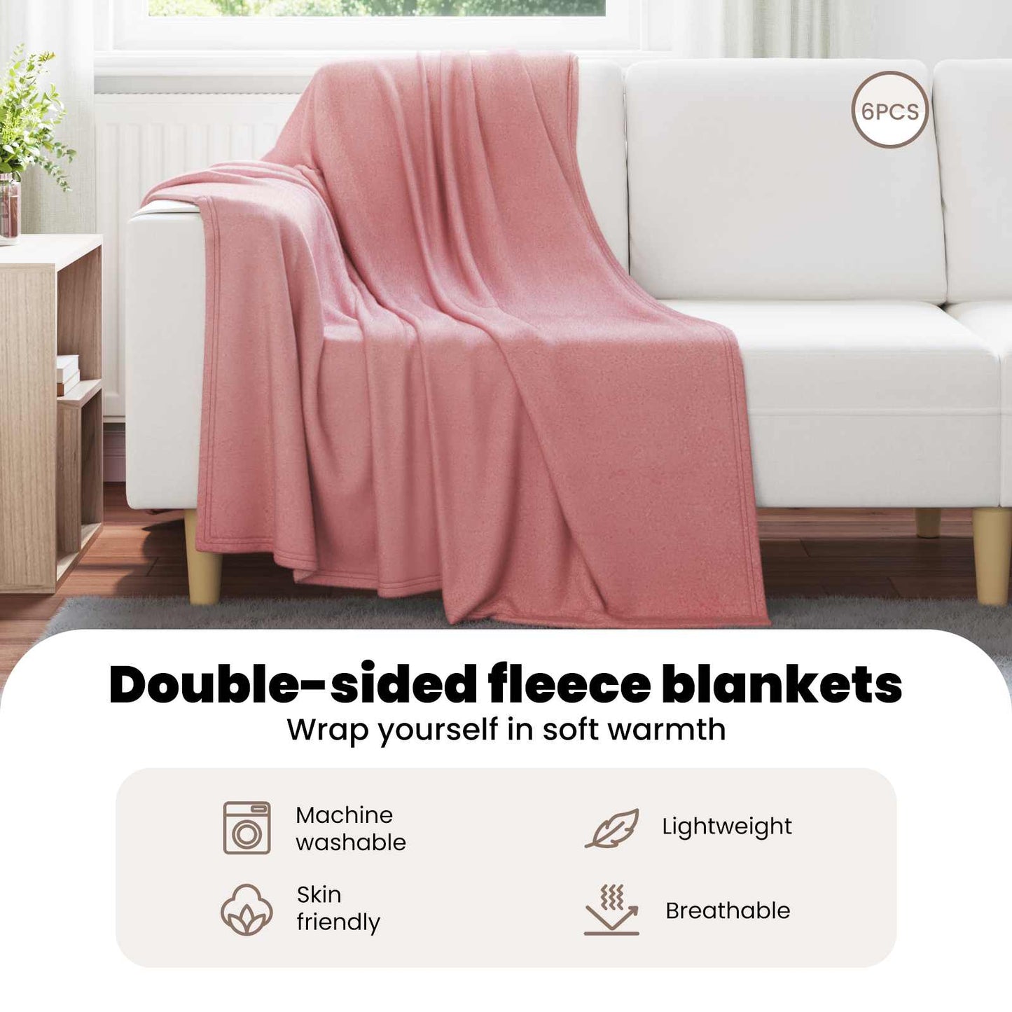 Mesti antklodės 6 pcs Rožinė 170 x 130 cm Flysas