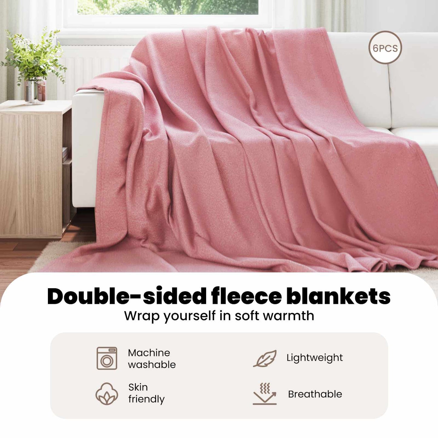 Mesti antklodės 6 pcs Rožinė 240 x 220 cm Flysas