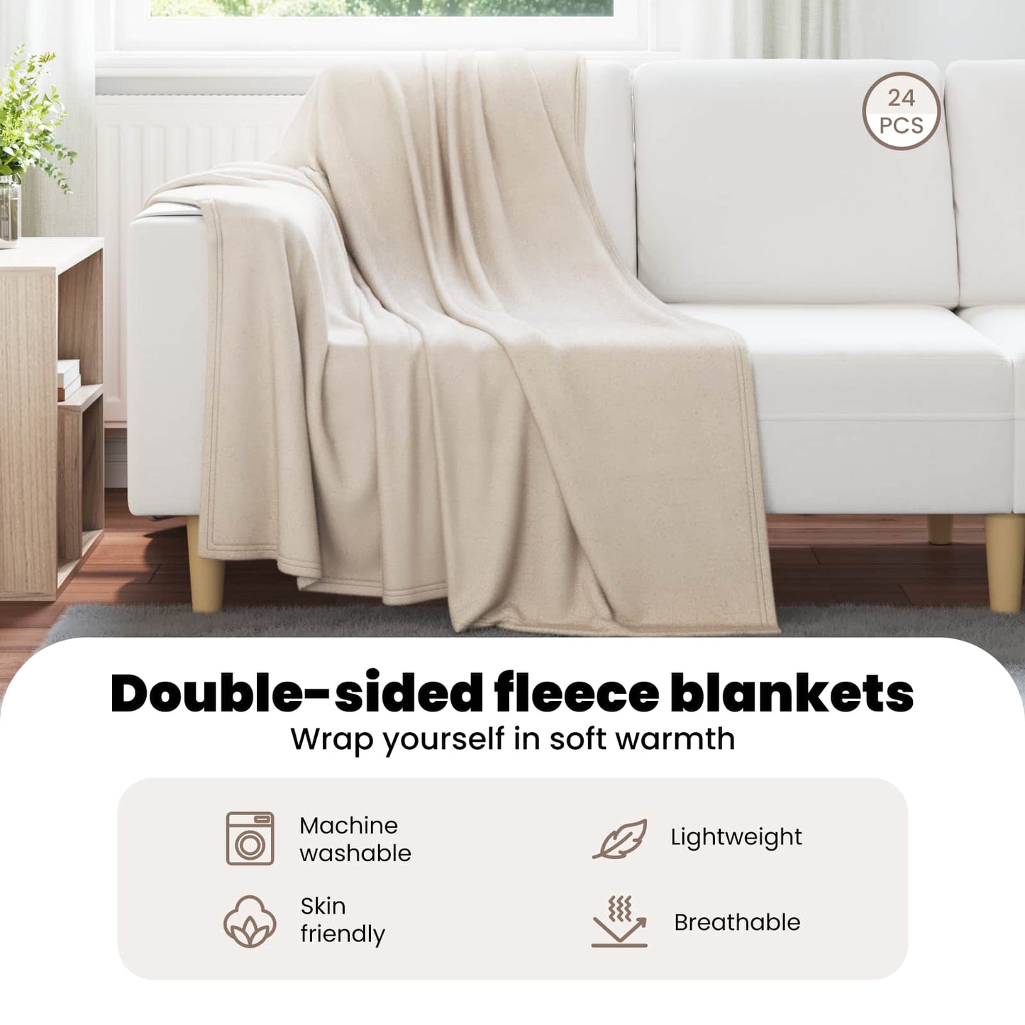 Mesti antklodės 24 pcs Smėlio 170 x 130 cm Flysas