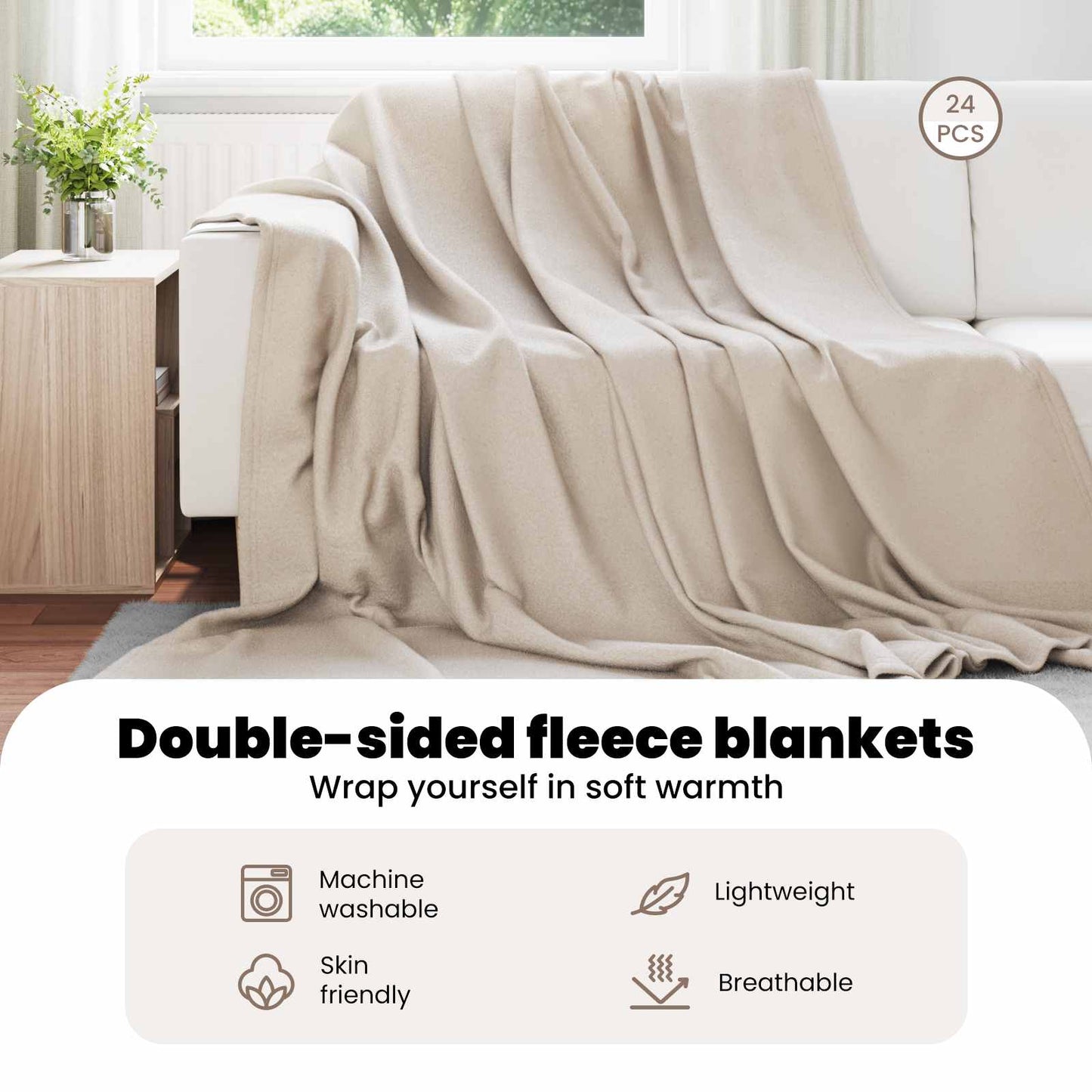 Mesti antklodės 24 pcs Smėlio 270 x 240 cm Flysas