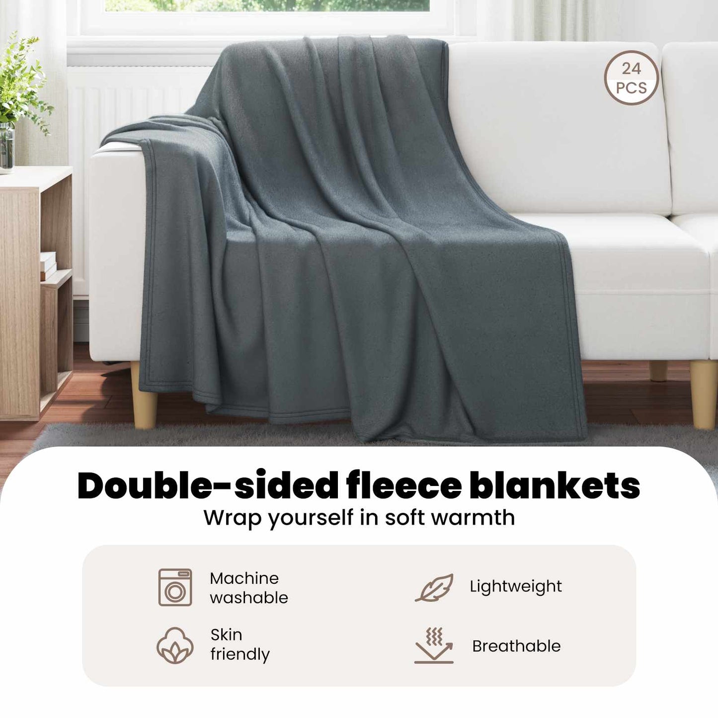 Mesti antklodės 24 pcs Tamsiai pilka 200 x 150 cm Flysas