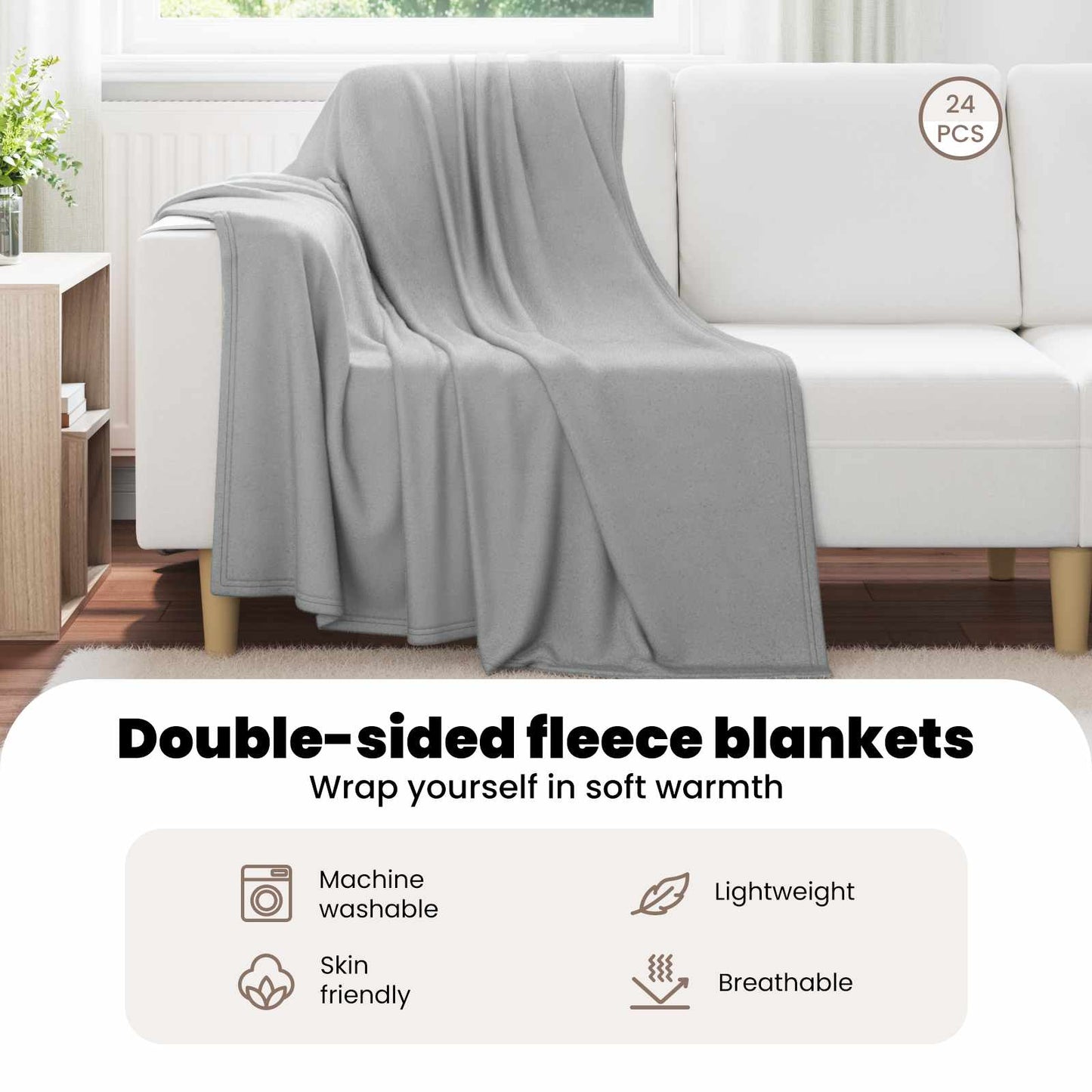 Mesti antklodės 24 pcs Pilka 170 x 130 cm Flysas