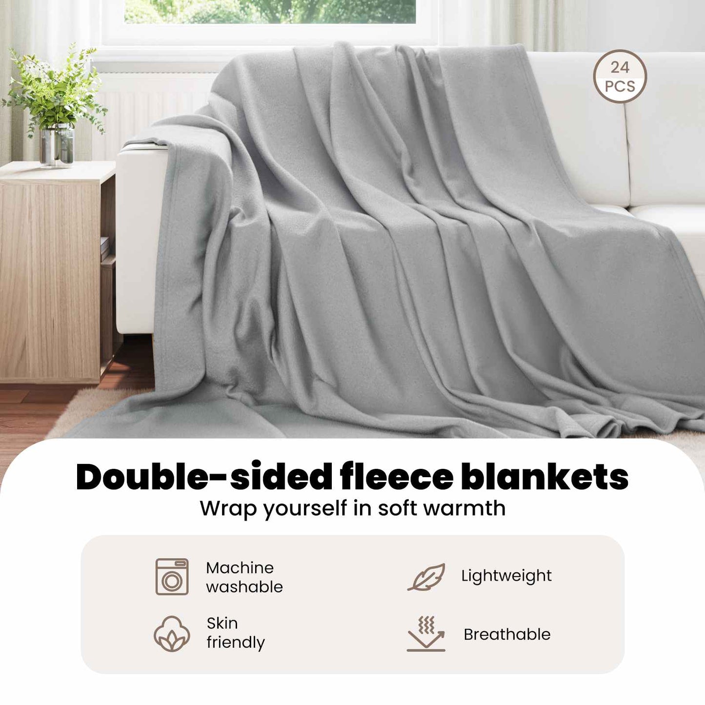 Mesti antklodės 24 pcs Pilka 270 x 240 cm Flysas