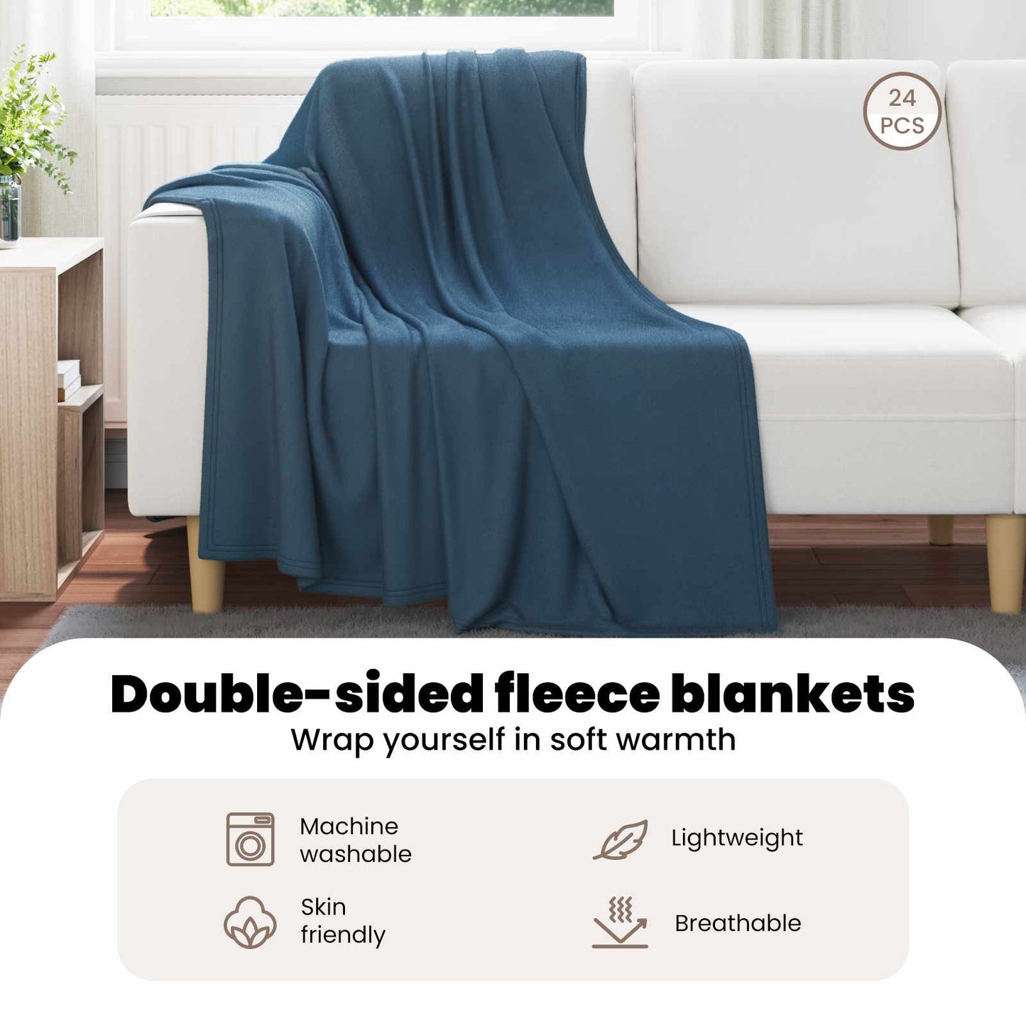 Mesti antklodės 24 pcs Jūrinė mėlyna 170 x 130 cm Flysas