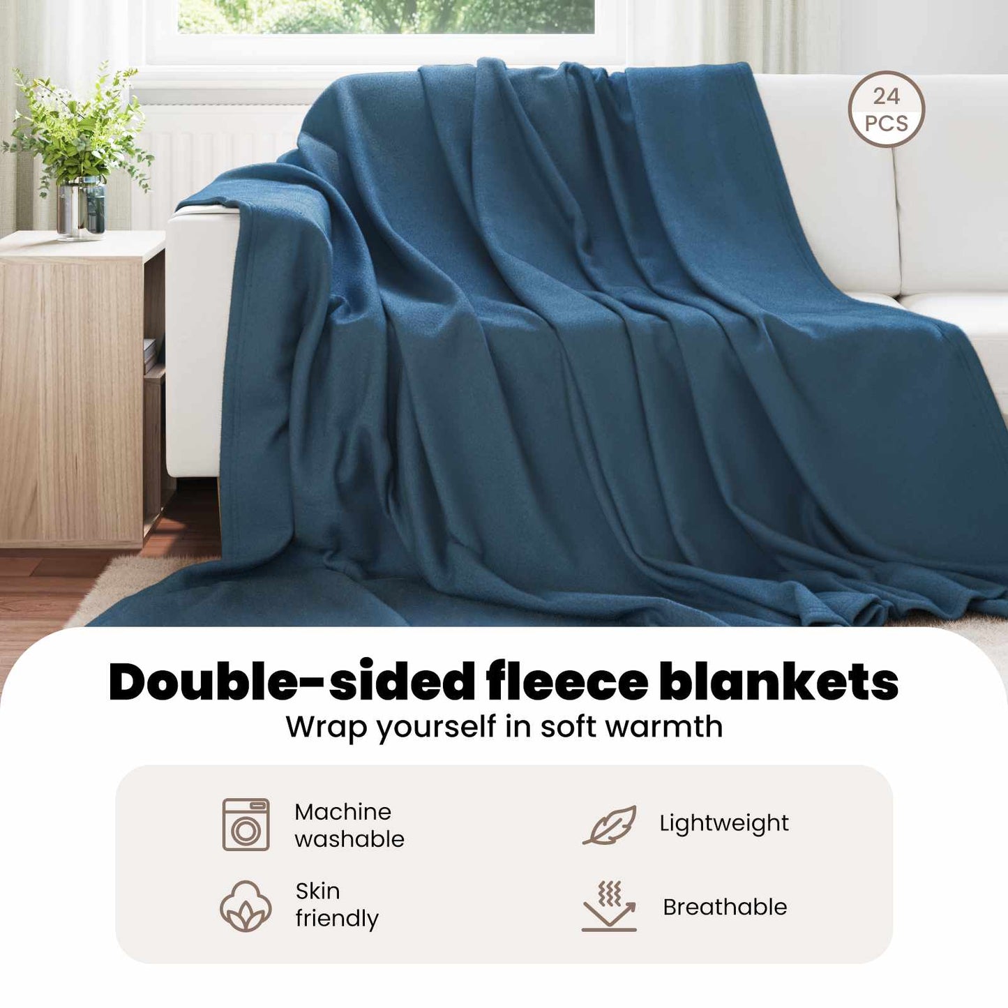 Mesti antklodės 24 pcs Jūrinė mėlyna 270 x 240 cm Flysas