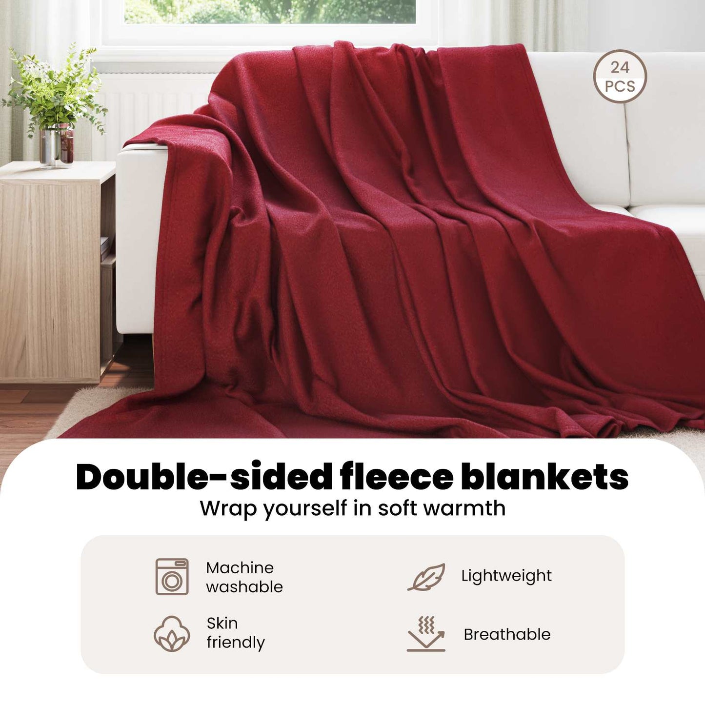 Mesti antklodės 24 pcs Bordo raudona 240 x 220 cm Flysas