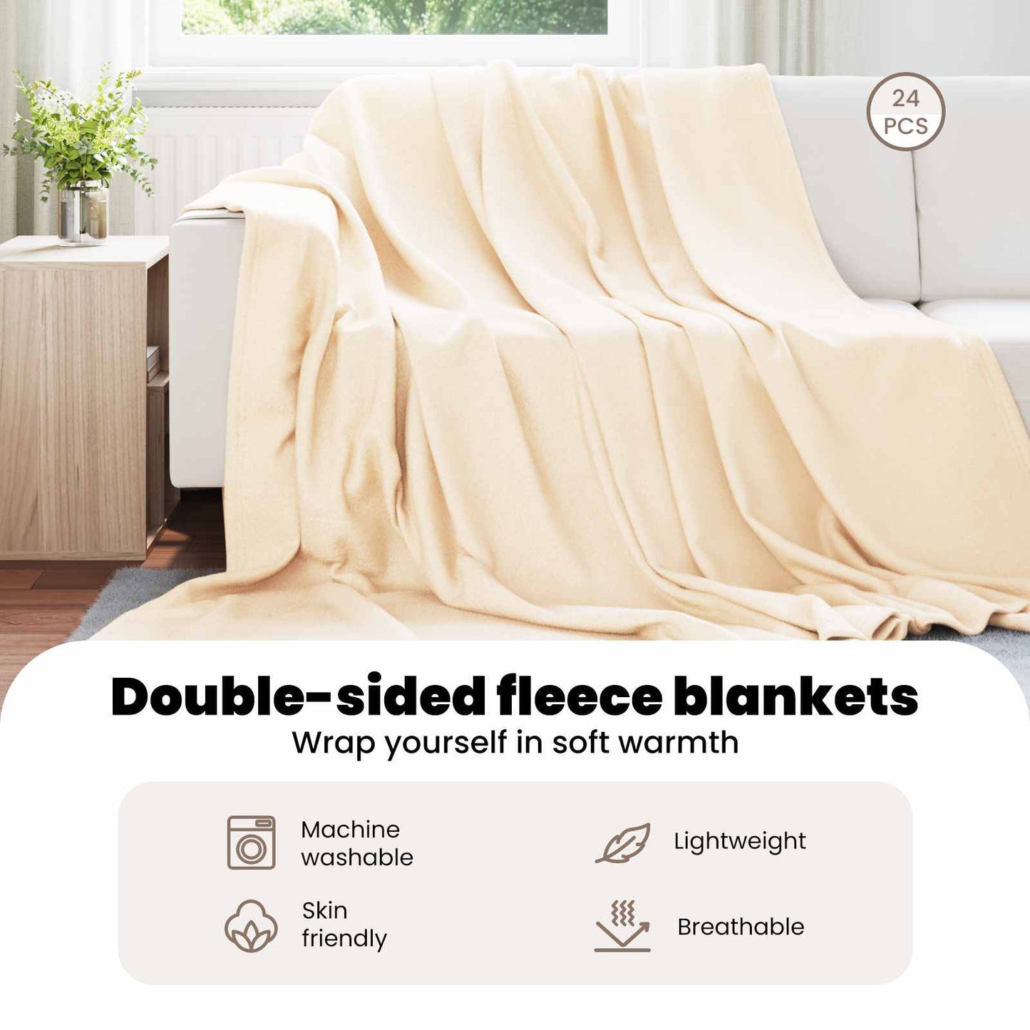 Mesti antklodės 24 pcs Kreminė 270 x 240 cm Flysas