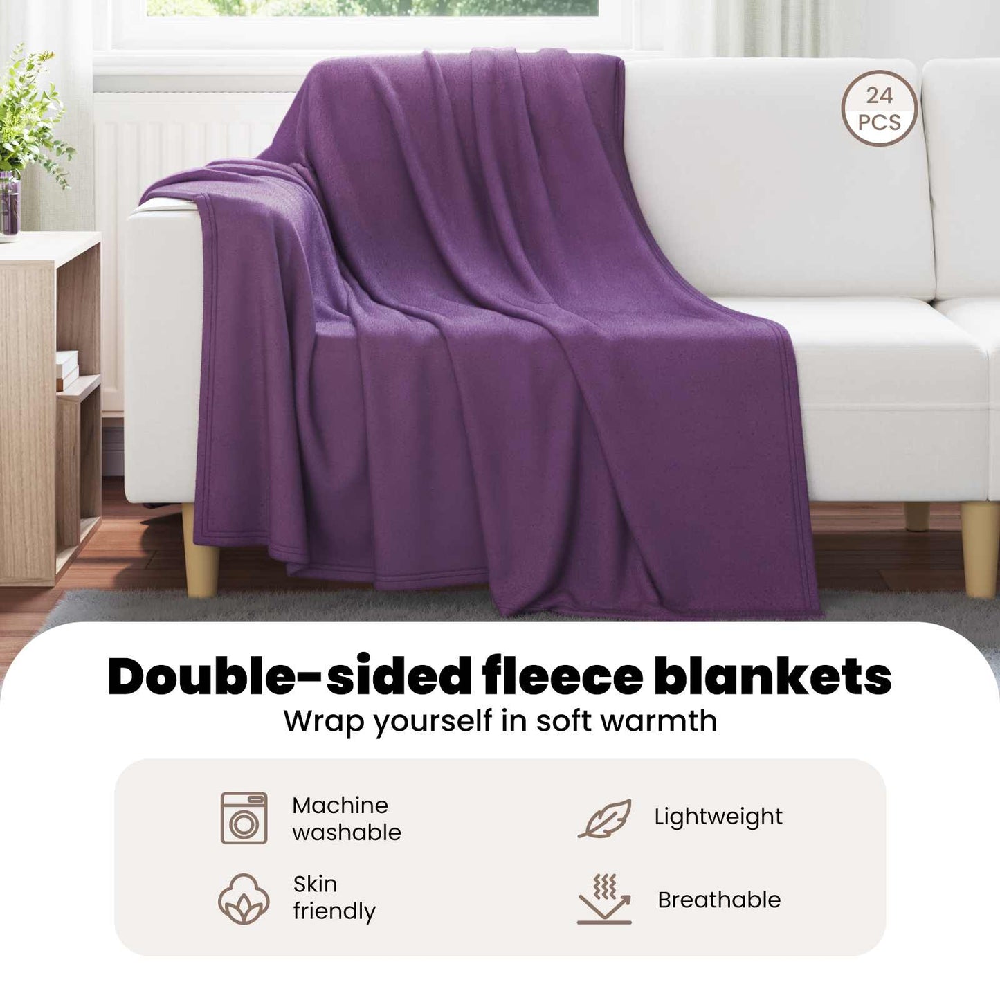 Mesti antklodės 24 pcs Violetinė 200 x 150 cm Flysas