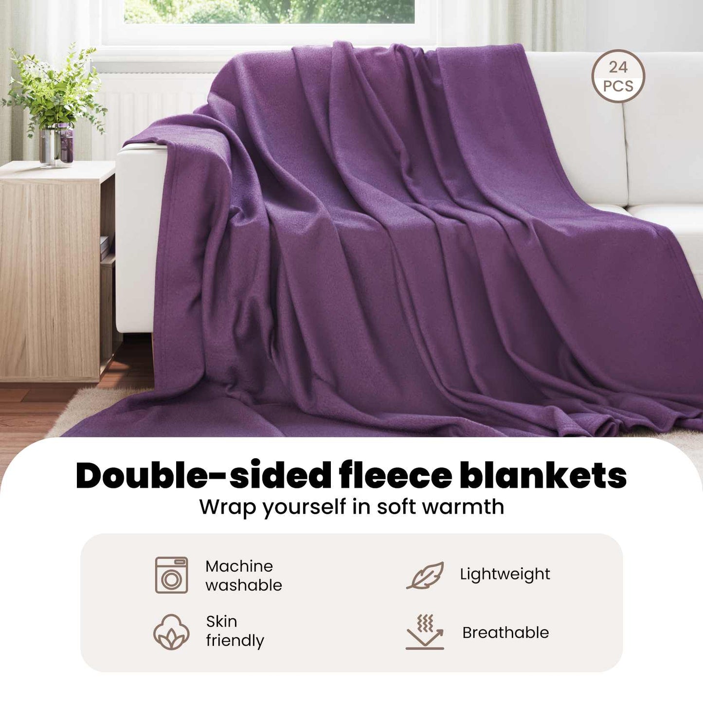 Mesti antklodės 24 pcs Violetinė 270 x 240 cm Flysas