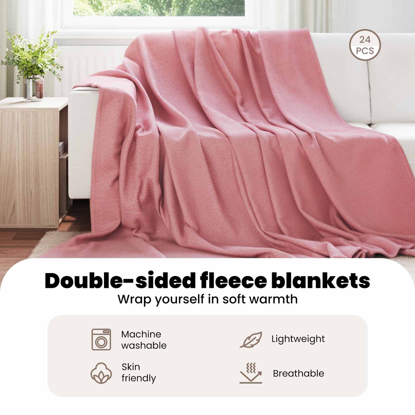 Mesti antklodės 24 pcs Rožinė 240 x 220 cm Flysas