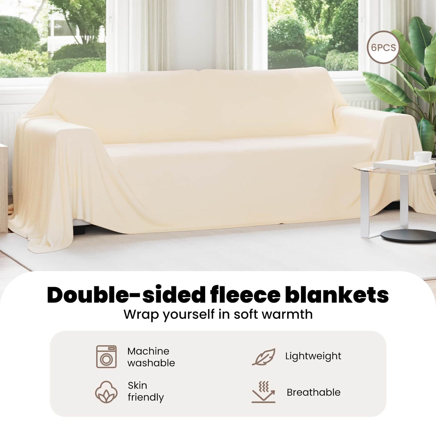 Mesti antklodės 6 pcs Kreminė 350 x 270 cm Flysas