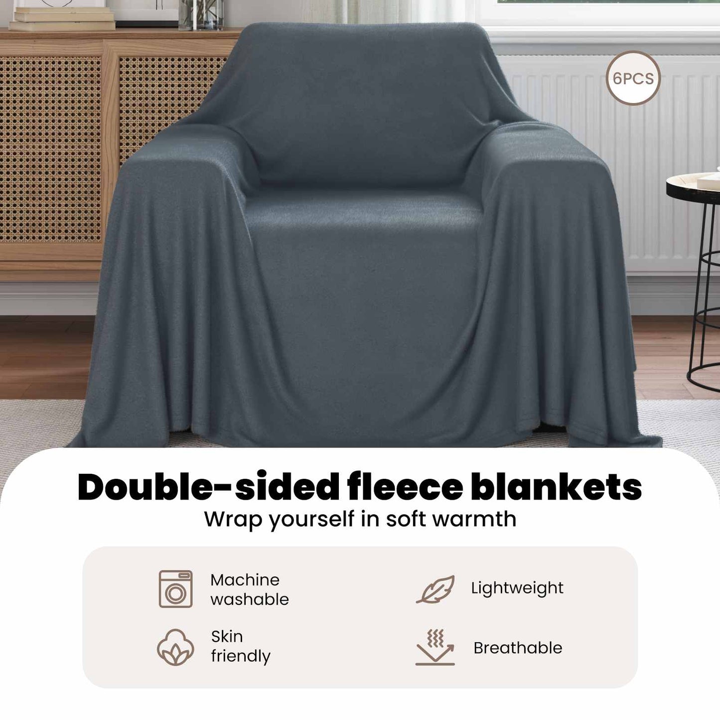 Mesti antklodės 6 pcs Tamsiai pilka 210 x 140 cm Flysas