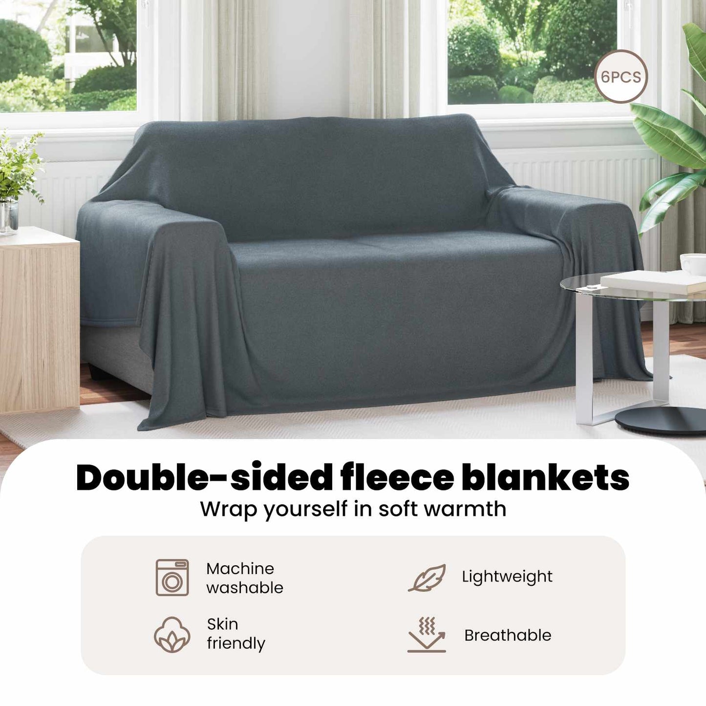 Mesti antklodės 6 pcs Tamsiai pilka 280 x 210 cm Flysas