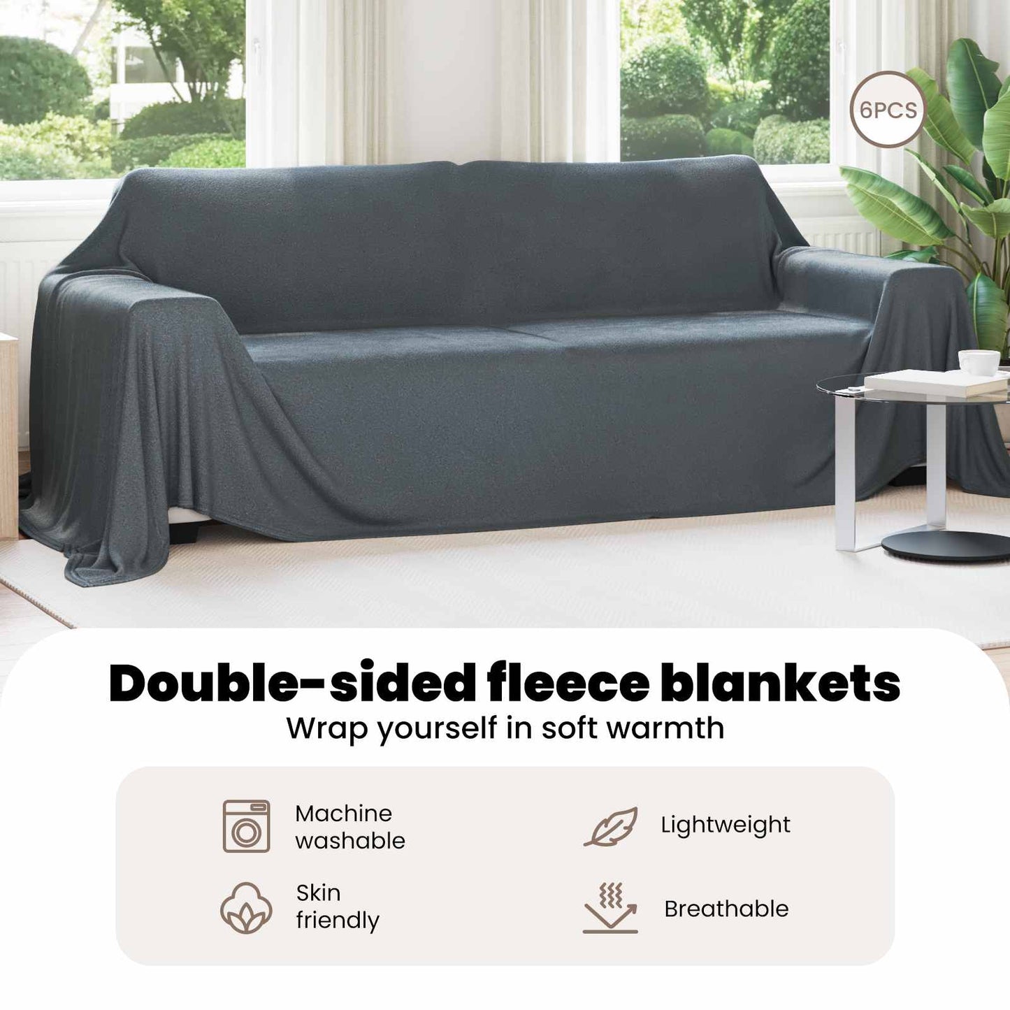 Mesti antklodės 6 pcs Tamsiai pilka 350 x 270 cm Flysas