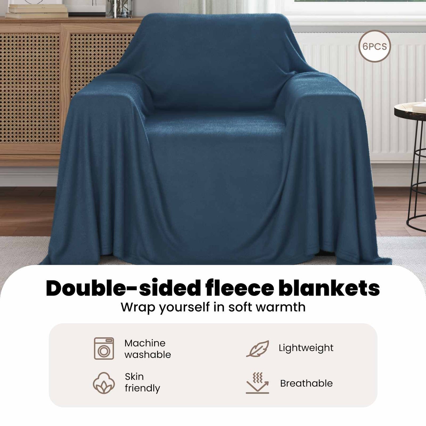 Mesti antklodės 6 pcs Jūrinė mėlyna 210 x 140 cm Flysas