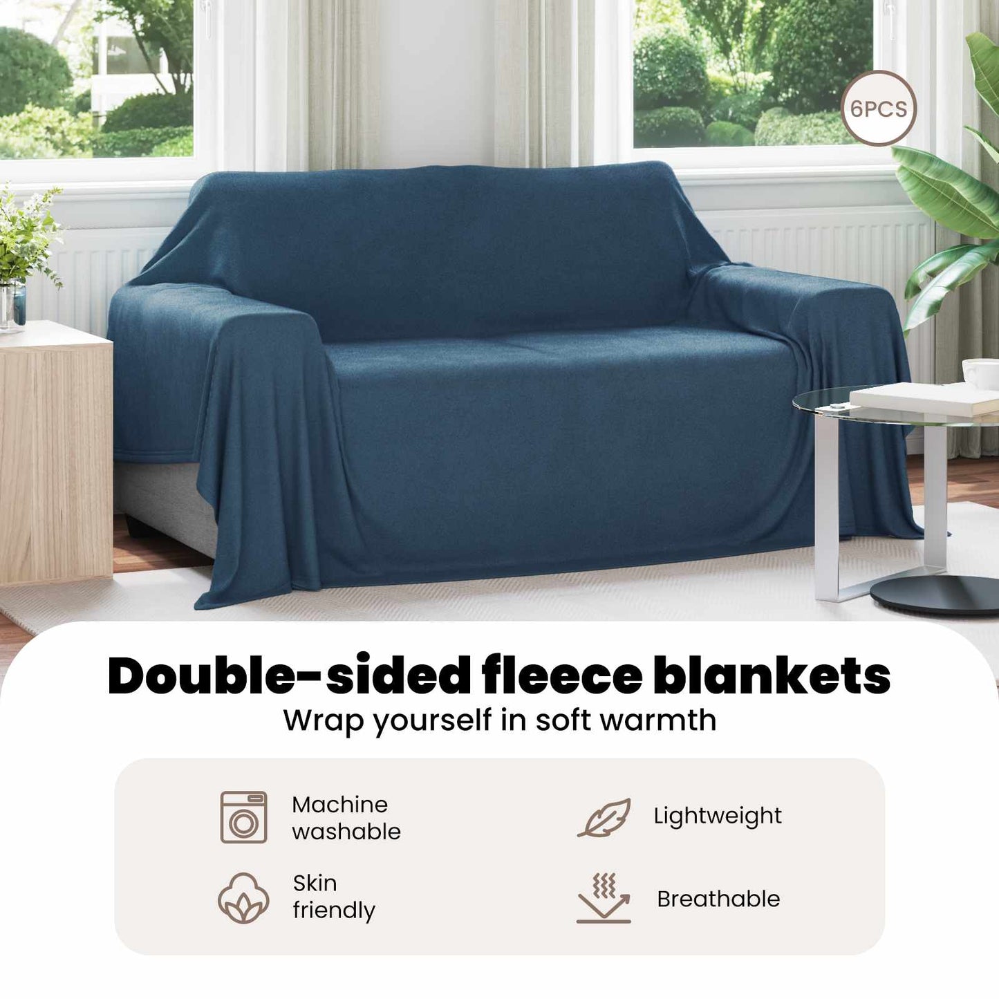 Mesti antklodės 6 pcs Jūrinė mėlyna 280 x 210 cm Flysas