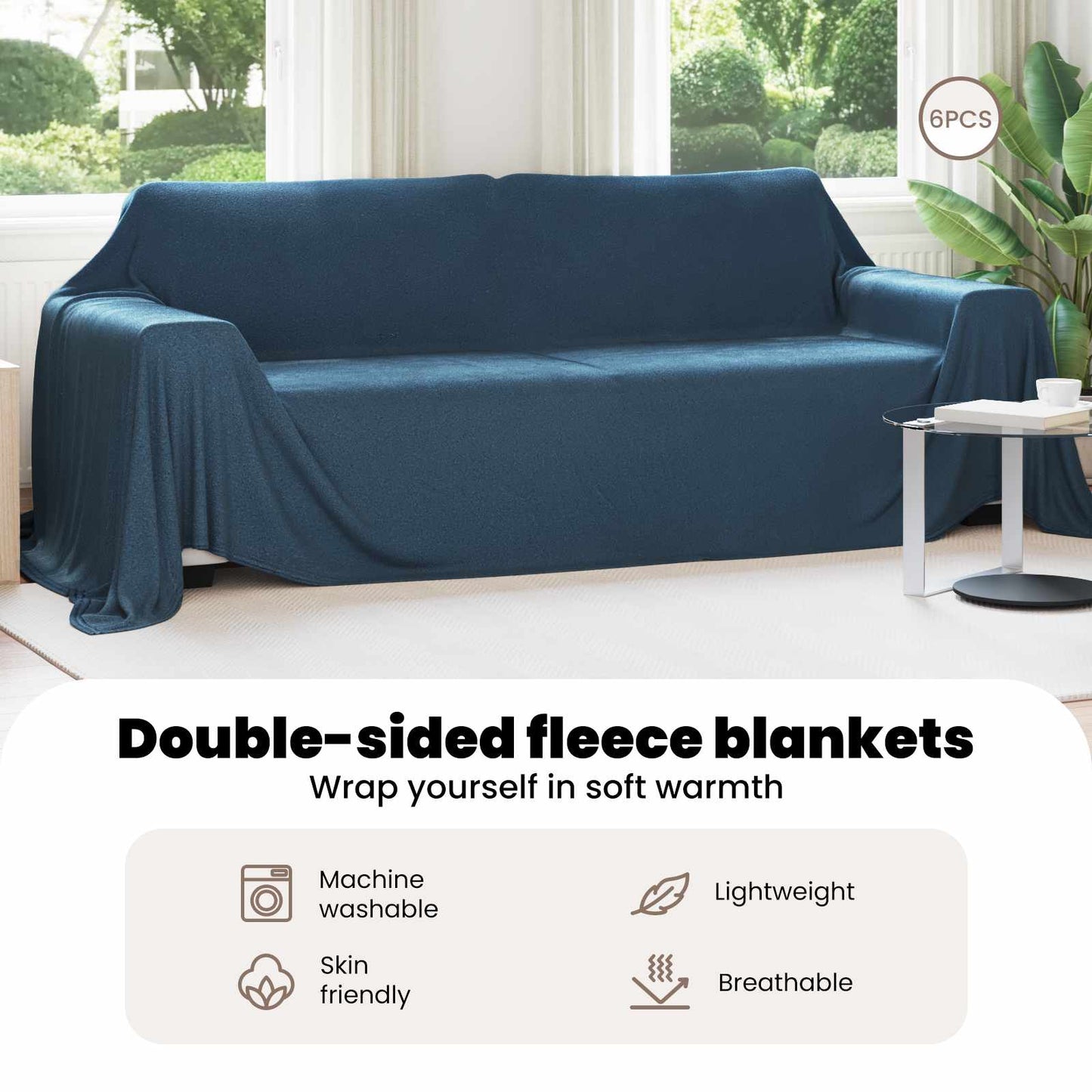 Mesti antklodės 6 pcs Jūrinė mėlyna 350 x 270 cm Flysas
