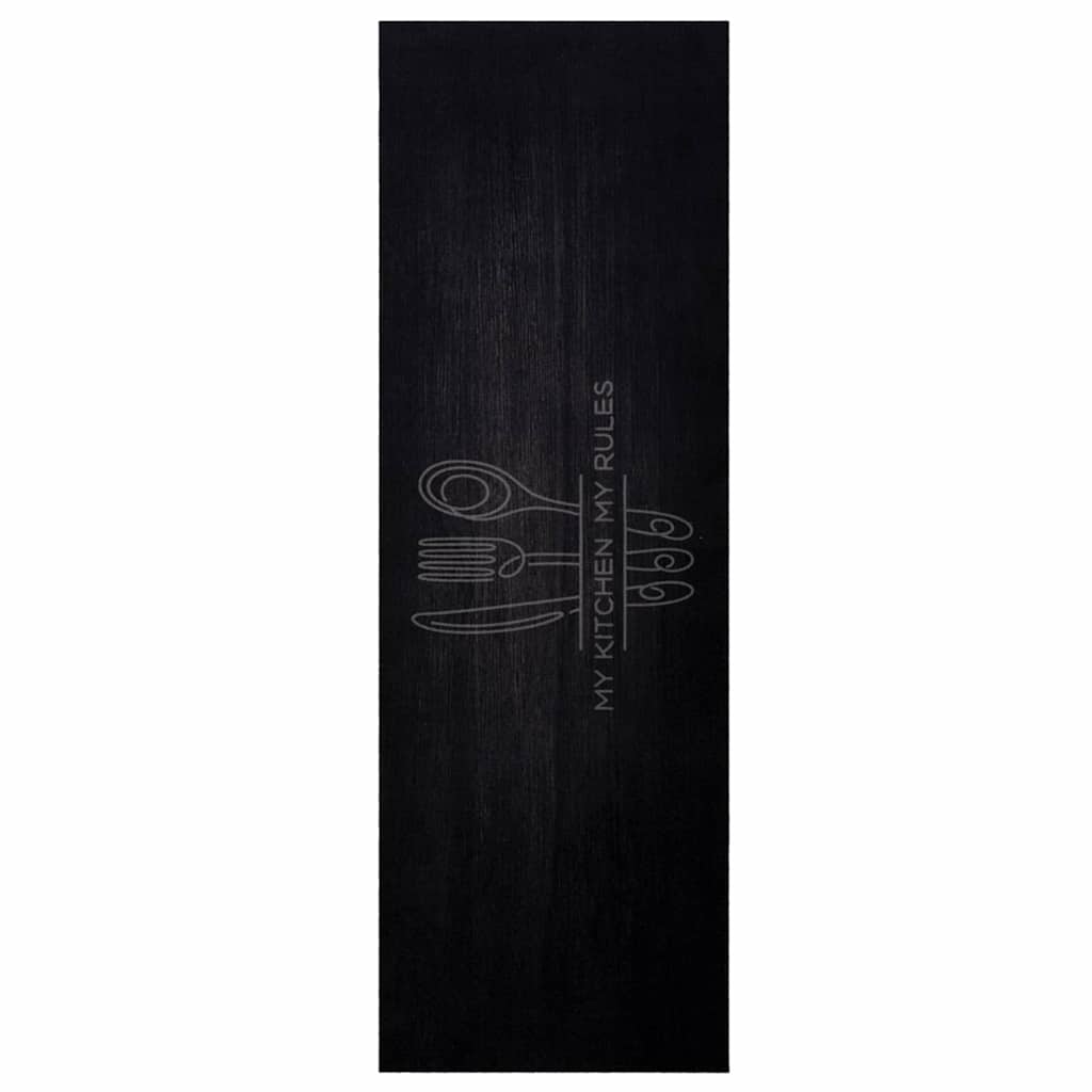 Virtuvės kilimas Vakarienės reikmenys Juoda 180 x 60 cm Aksomas