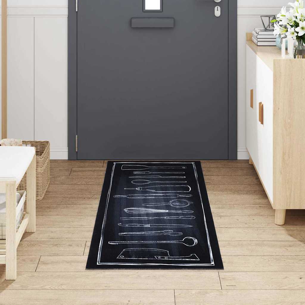 Virtuvės kilimas „Toile“ Juoda 180 x 60 cm Aksomas