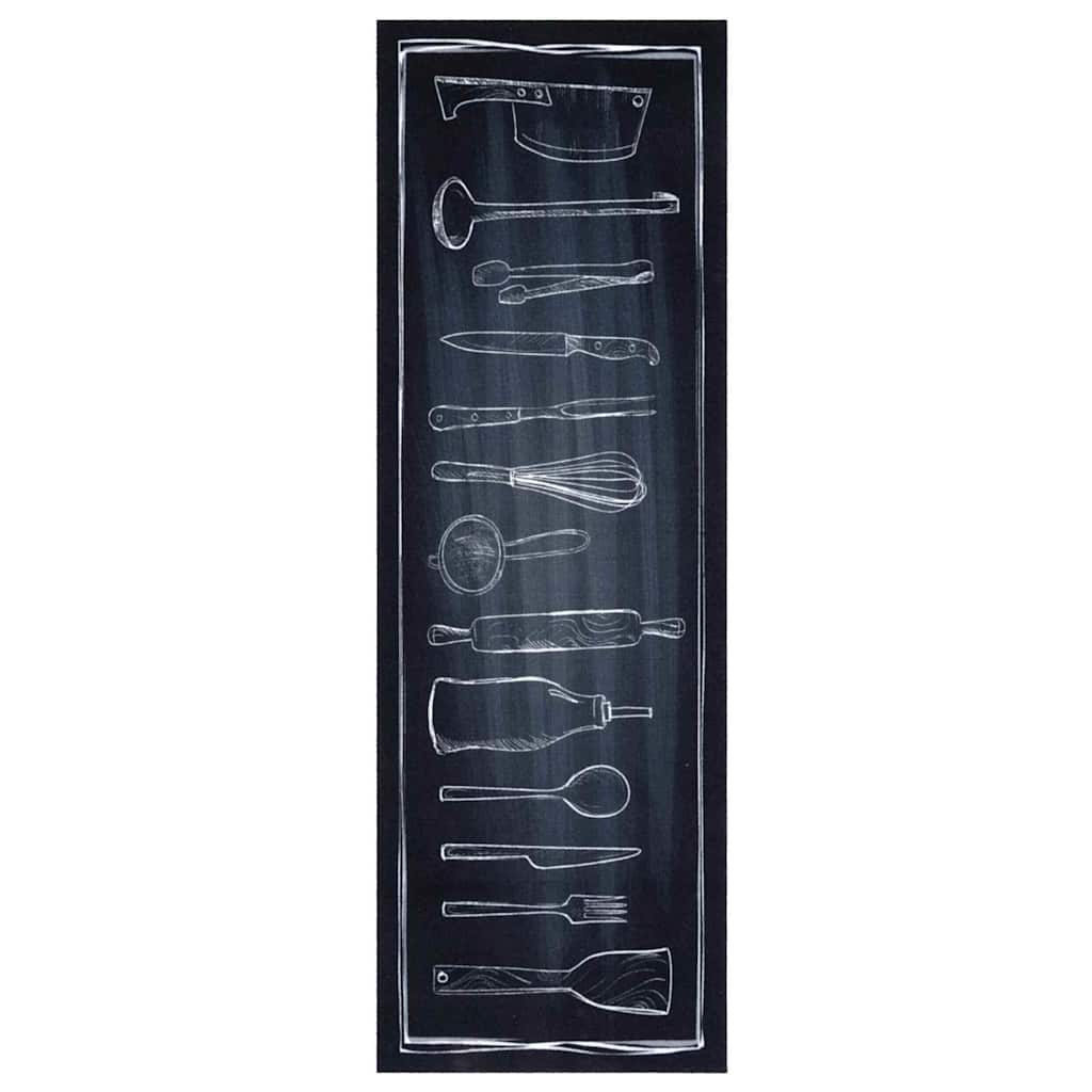 Virtuvės kilimas „Toile“ Juoda 180 x 60 cm Aksomas