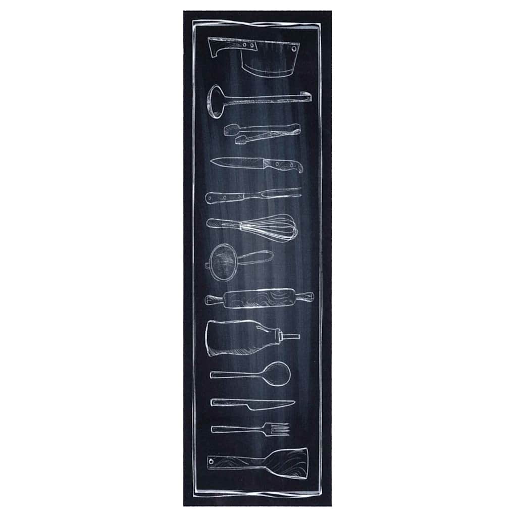 Virtuvės kilimas Juoda 150 x 45 cm Aksomas