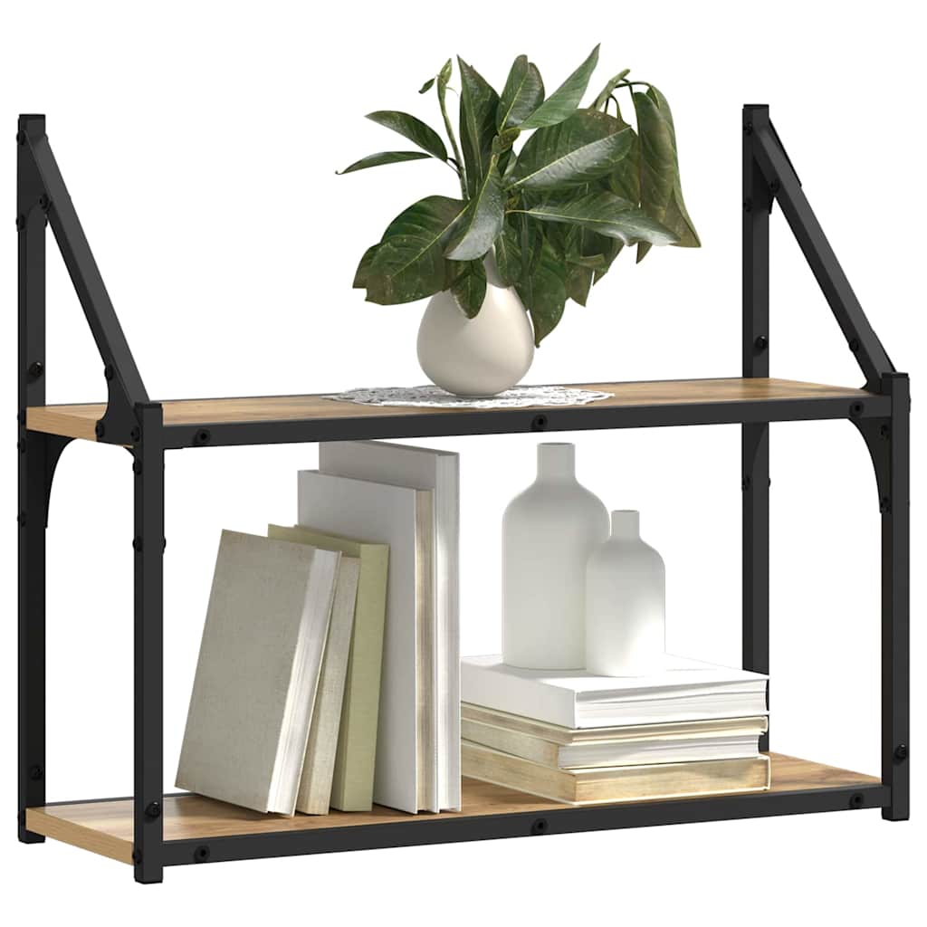 Sieninė lentyna su lentyna artisano ąžuolo 60 x 21 x 51 cm