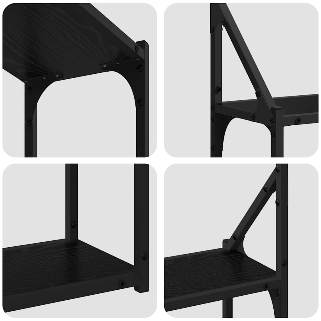 Sieninė lentyna juoda ąžuolo 60 x 21 x 51 cm Apdirbta mediena