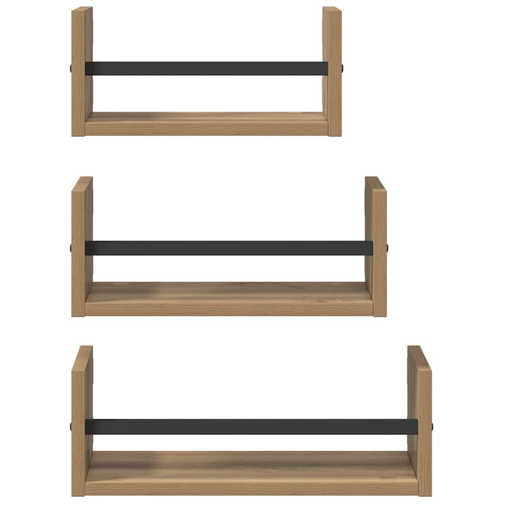 Sieninių lentynų komplektas 3 pcs Amatininkų ąžuolas 40x16x14cm
