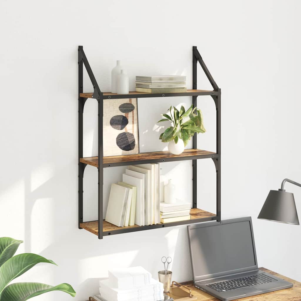 Sieninė lentyna su lentyna Senovinis medis 60 x 21 x 78,5 cm