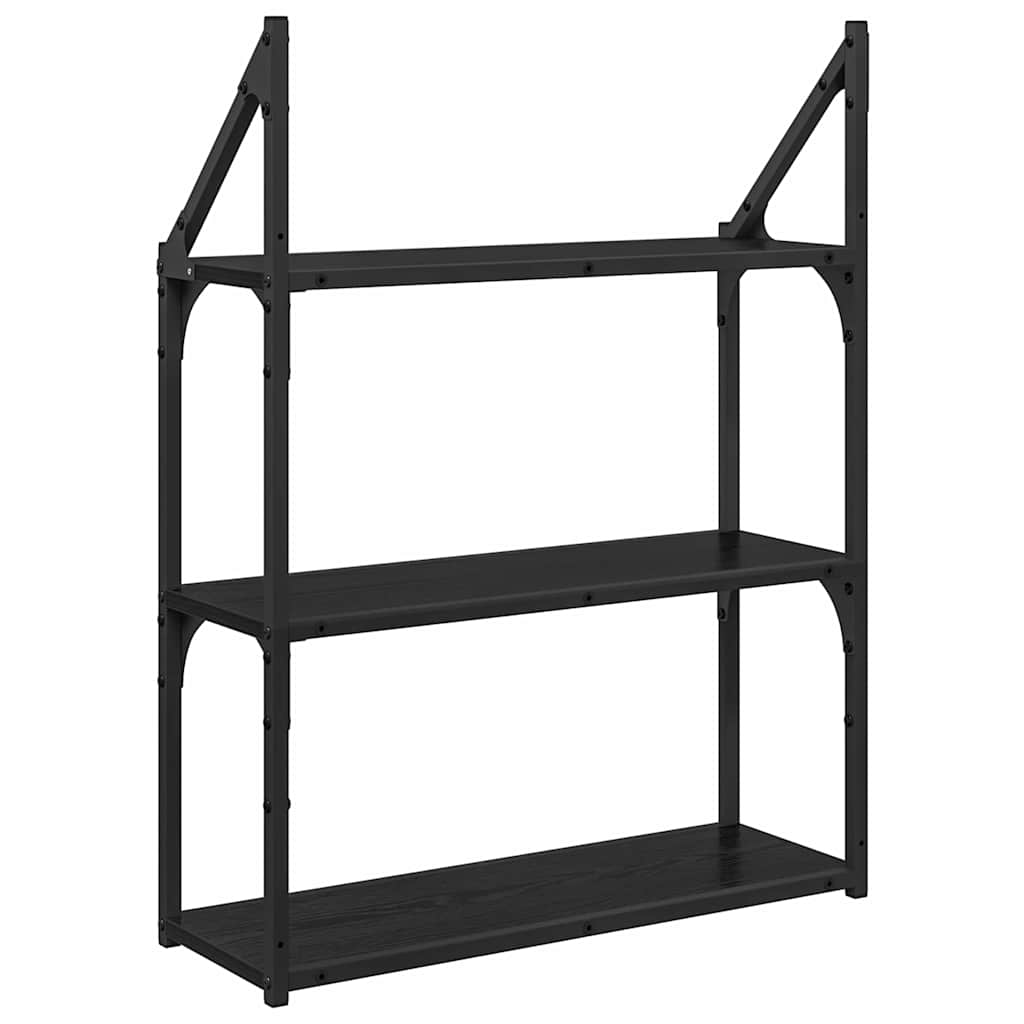 Sieninė lentyna su lentyna Juodas ąžuolas 60 x 21 x 78,5 cm