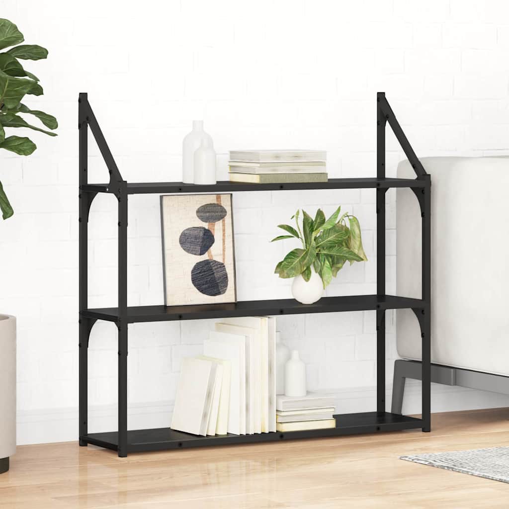 Sieninė lentyna su lentyna Juodas ąžuolas 80 x 21 x 78,5 cm