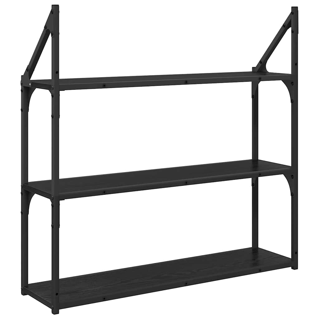 Sieninė lentyna su lentyna Juodas ąžuolas 80 x 21 x 78,5 cm