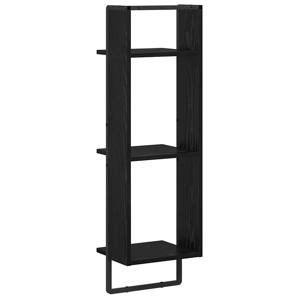 Sieninė lentyna su lentyna Juodas ąžuolas 30 x 25 x 100 cm