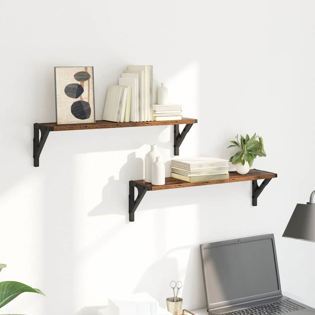 Sieninės lentynos 2 pcs Senovinis medis 60 x 15 x 15,5 cm