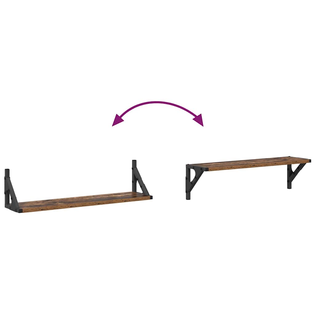 Sieninės lentynos 2 pcs Senovinis medis 60 x 15 x 15,5 cm