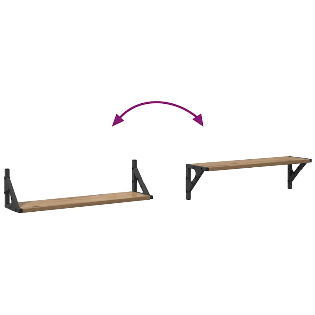 Sieninės lentynos 2 pcs Amatininkų ąžuolas 60 x 15 x 15,5 cm