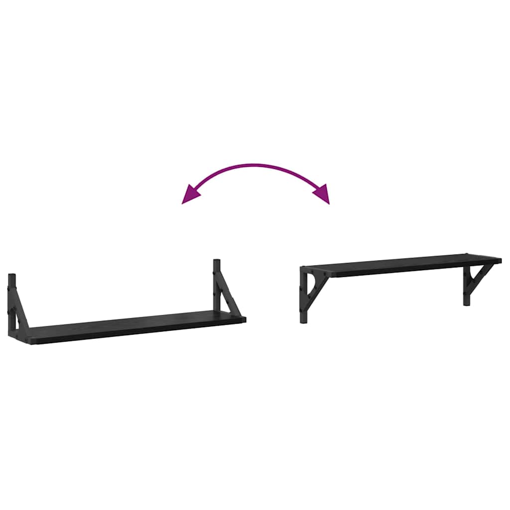 Sieninės lentynos 2 pcs Juodas ąžuolas 60 x 15 x 15,5 cm