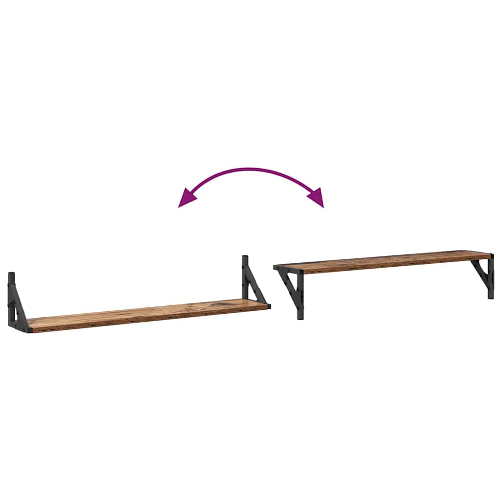 Sieninės lentynos 2 pcs Senovinis medis 80 x 15 x 15,5 cm