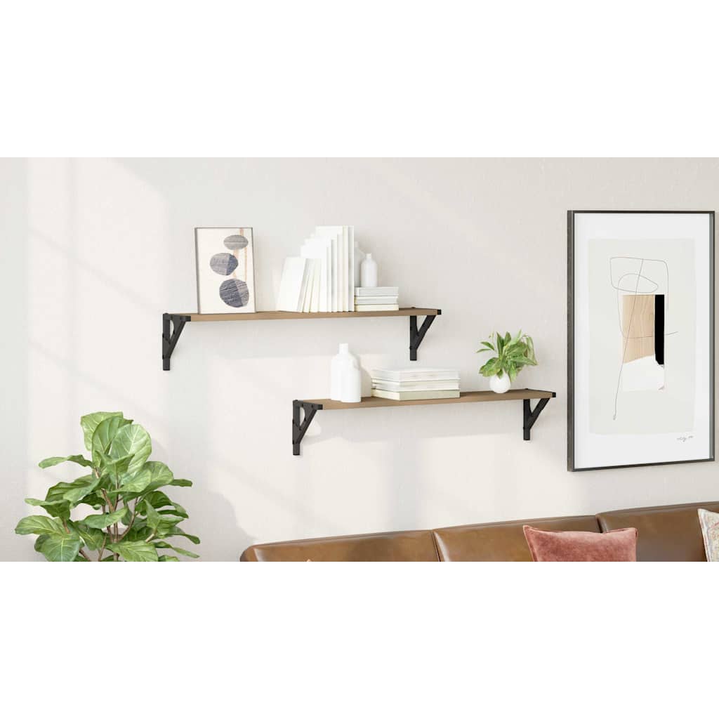 Sieninės lentynos 2 pcs Amatininkų ąžuolas 80 x 15 x 15,5 cm