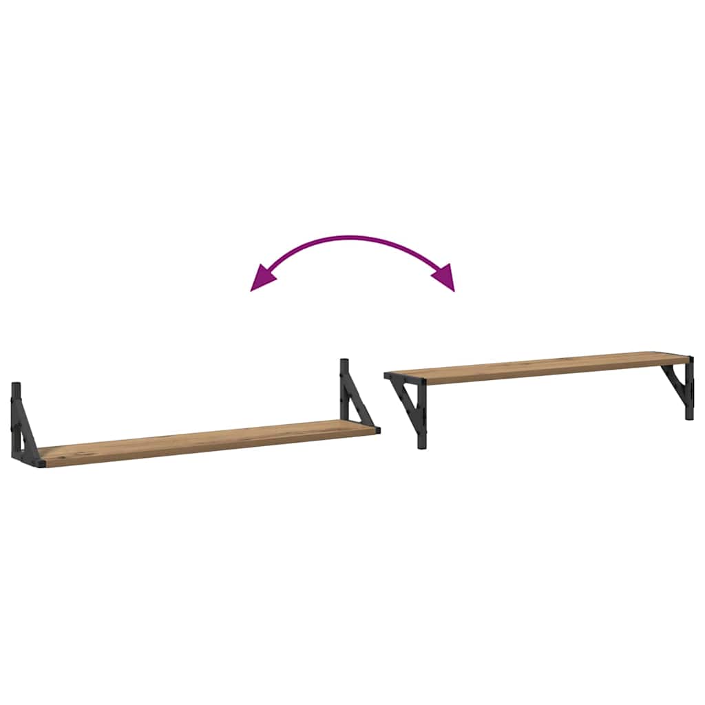 Sieninės lentynos 2 pcs Amatininkų ąžuolas 80 x 15 x 15,5 cm