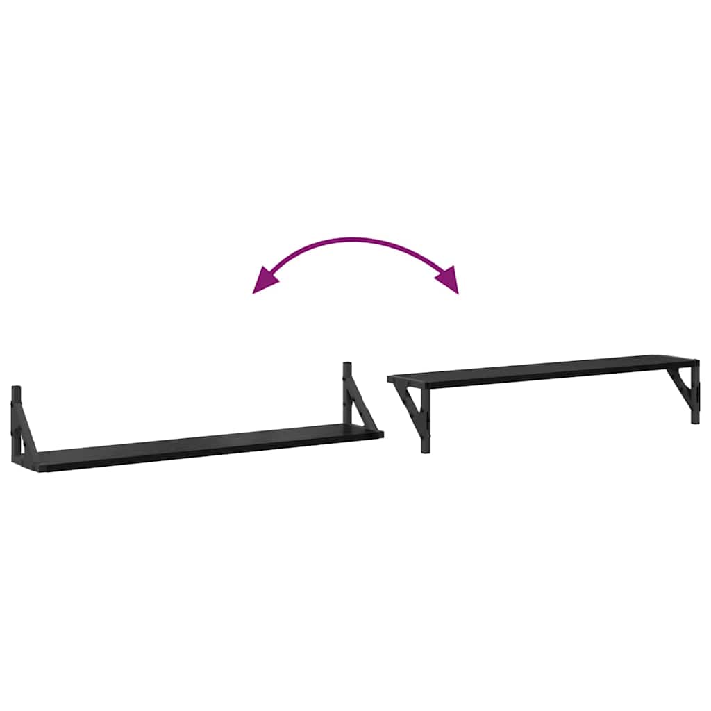 Sieninės lentynos 2 pcs Juodas ąžuolas 80 x 15 x 15,5 cm