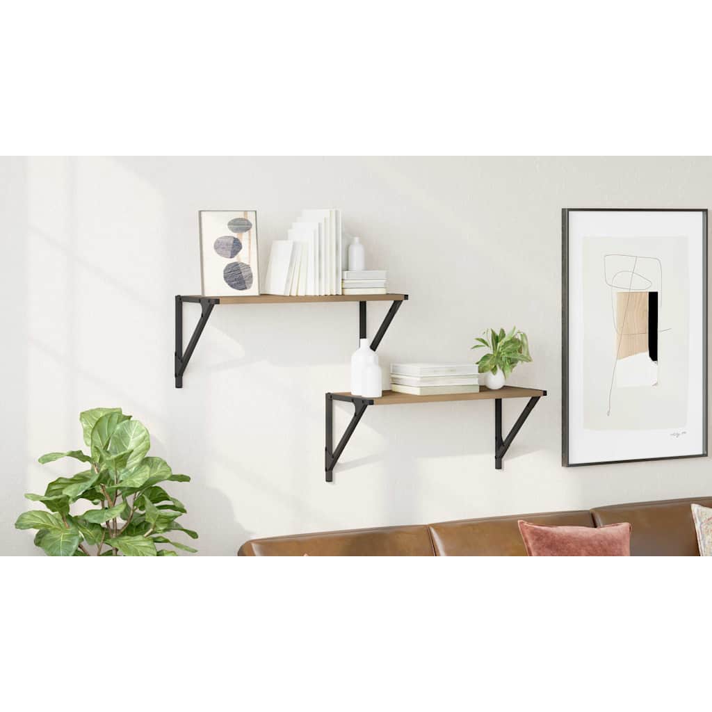 Sieninės lentynos 2 pcs Amatininkų ąžuolas 60 x 25 x 25,5 cm